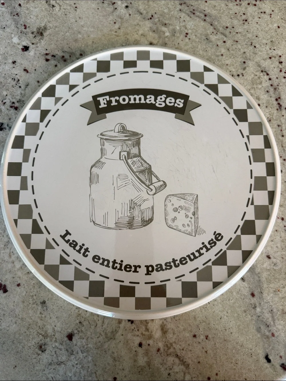 Fromages Ceramic Cheese Plate — White and Gray
